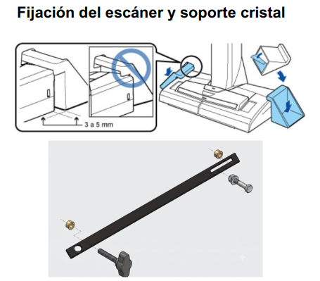 Fijación del escáner y soporte cristal